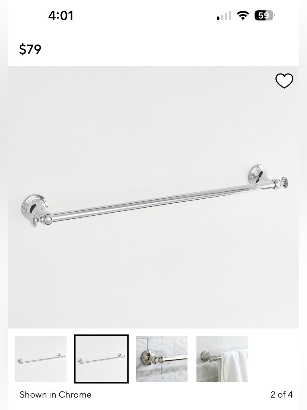 NWT Pottery Barn 24” Chrome Towel Bar